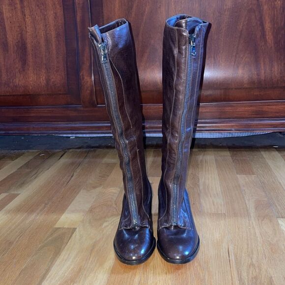 Reed Krakoff Tall Dark Brown Leather Women’s Sz 7/EU 37 Front Zip Knee High Boot - Picture 2 of 11
